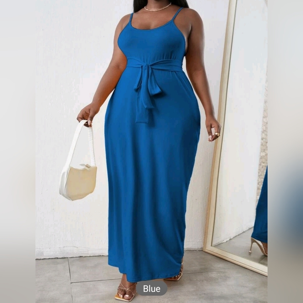 New Plus Belted Cami Dress
